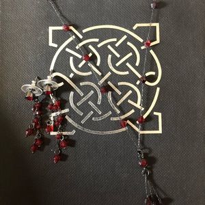Red stone necklace and earring set